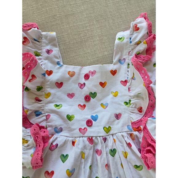 Bella & Omi Heart Print Skirted Romper - Picture 2 of 8